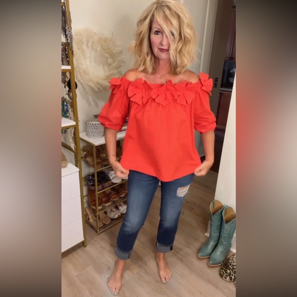 STYLEWE Red Off-Shoulder Ruffle Blouse - Picture 5 of 16